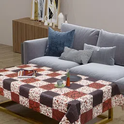 LooMantha Brown Floral Waterproof Plastic 4-Seater Table Cover-27