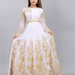Aika Women Floral Embroidered Round Neck Ethnic Dresses-image-2