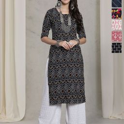 7Threads Selection Of 6 Ethnic Motifs Printed Round Neck Straight Kurta-image-69