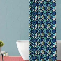 ArtzFolio Blue and Green Geometric Printed Waterproof Shower Curtain-12