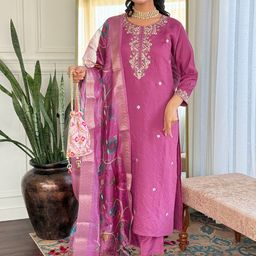 Siya Fashion Women Floral Embroidered Regular Kurta with Trousers & With Dupatta-43