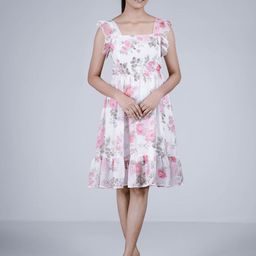 Eilaa Women Floral Printed Fit and Flare Dress-image-16