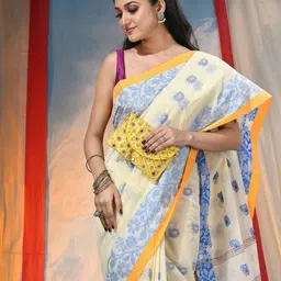 DESH BIDESH Floral Handloom Pure Cotton Saree-image-35