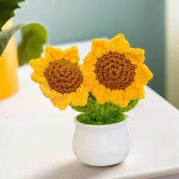 Ekhasa Yellow Sunflower Artificial Flower With Pot-image-13