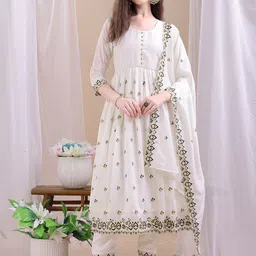 KALINI Women Ethnic Motifs Printed Anarkali Kurta with Trousers & Dupatta-image-91