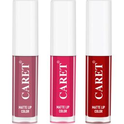 CARET ORGANIC Set Of 3 Super-Pigmented Liquid Matte Lipsticks - 2 ml Each - 2-4-3-6