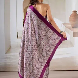 KALINI Ajrak Block Satin Block Printed Saree image 4