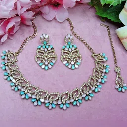 VATSALYA creation Gold-Plated Artificial Stone Studded Jewellery Set-image-85