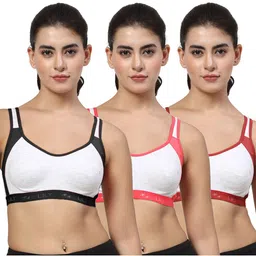 LILY Pack Of 3 Colourblocked Full Coverage Non Padded Seamless Sports Bra image 3