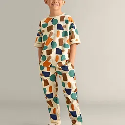 My Milestones Boys Printed Pure Cotton T-shirt with Joggers Clothing Set-22