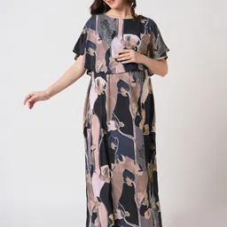 Mystere Paris Women Abstract Printed Maternity Maxi Dress-picture-1