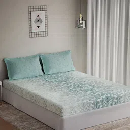 DDecor Turquoise Blue Motifs Printed Cotton 144 TC Queen Bedsheet Set 1.91 m X 2.54 m-image-17