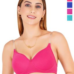 Liigne Pack Of 4 Full Coverage Lightly Padded T-shirt Bra with Transparent Strap-picture-14
