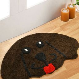 FINE TEX WORLD Brown & Red Patterned Microfibre Dog Shaped Anti-Skid Doormat-8