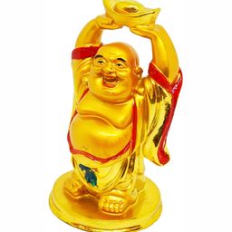 krishnagallery1 Gold Toned Laughing Buddha Showpiece image 2