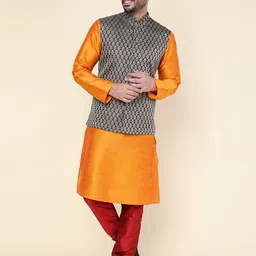 W & G Men Embroidered Regular Thread Work Kurta with Churidar-picture-40