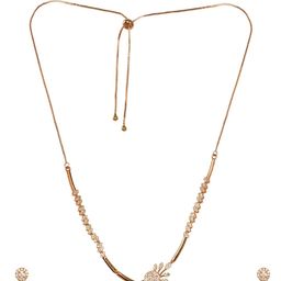 Nilu's Collection Rose Gold-Plated American Diamond Jewellery Set-image-30