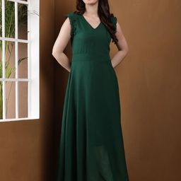 VIVIENT Floral Print Georgette Fit & Flare Midi Dress-image-112