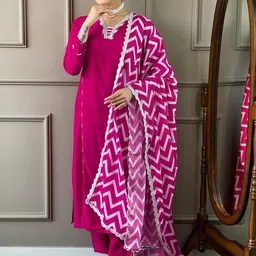 CaniBani Pink Silk Blend Kurta Sets-34