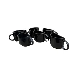 Divy Aarambh Stories Black 6 Pieces Solid Ceramic Glossy Cups And Mugs-18