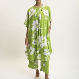 BLACK & BLAH BLAH Floral Printed A-Line Kurta with Trousers-image-11