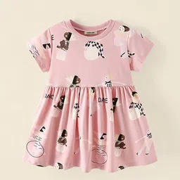 INCLUD Girls Cartoon Characters Printed Fit & Flare Above Knee Dress-25