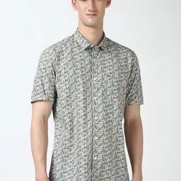 Peter England Casuals Men Spread Collar Floral Printed Cotton Slim Fit Casual Shirt-picture-8