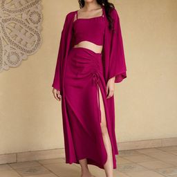 Shades of Sabi Shoulder Straps Top & Skirt With Jacket Co-Ords-image-40