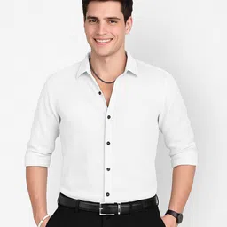 IKON FASHION Men Textured Solid Original Crinkled Slim Fit Spread Collar Shirt-picture-13