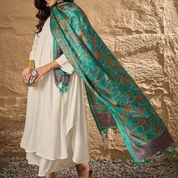 InWeave V-Neck A-Line Kurta With Palazzos And Dupatta image 3