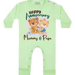 Arvesa Happy Anniversary Mummy & Papa Printed Bodysuit-image-39
