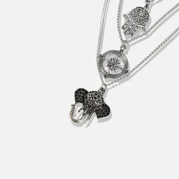 SOHI Silver-Plated Layered Minimal Chain image 3
