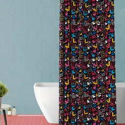 ArtzFolio Blue & Pink Geometric Printed Water Proof Shower Curtain-18