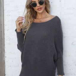 HERE&NOW Women Grey Striped Loose Sweater-image-35