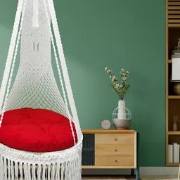 Patiofy White & Red Patiofy Macrame Swing Chair With Cushion-image-54