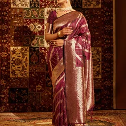 Kasee Striped Zari Banarasi Saree-image-0