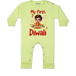 Arvesa Kids-Unisex Yellow Cotton Rompers-picture-19