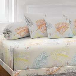 Arrabi 6-Pcs Cream-Color & Yellow Printed Diwan Set image 2