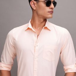 HIGHLANDER Men Cutaway Collar Solid Slim Fit Casual Shirt-picture-5