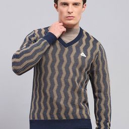 Monte Carlo Men Self Design V Neck Pullover-image-92