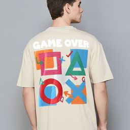 BDSQUARE Men Typography Printed Round Neck Cotton Oversized T-shirt-image-64