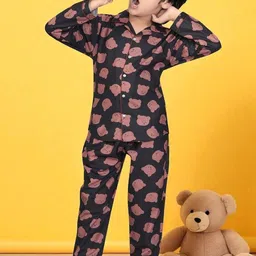 Club96 Boys Grey & Pink Printed Shirt Collar Cotton Blend Shirt & Trouser Set-picture-2