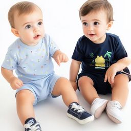 Nauti Nati Infants' Cotton Pack of 2 Ocean Print T-shirt-46