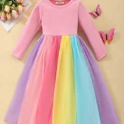 INCLUD Girls Colourblocked Fit & Flare Midi Dress-image-16