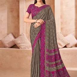 KALINI Brown Crepe Printed Daily Wear Saree-picture-25