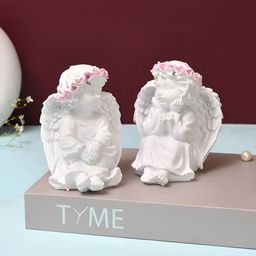 TAYHAA White & Pink 2 Pieces Angel Resin Figurines Showpiece-image-33