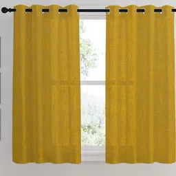 HOMEMONDE Yellow Set of 2 Sheer Window Curtain-67