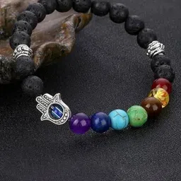Lovemi Movements Unisex Lava Rock Stone Studded Cuff Bracelet-picture-3
