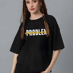 Moda Rapido Women Typography Printed Round Neck Cotton Oversized T-shirt-picture-1