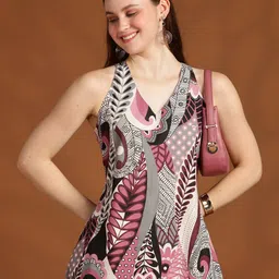 Anouk Abstract Printed A-Line Midi Dress image 5